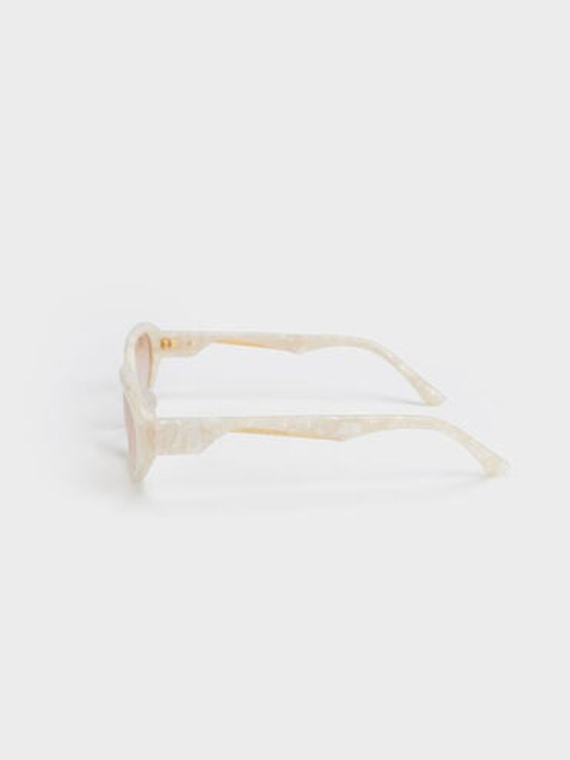 Acetate Oval Sunglasses, Cream, hi-res