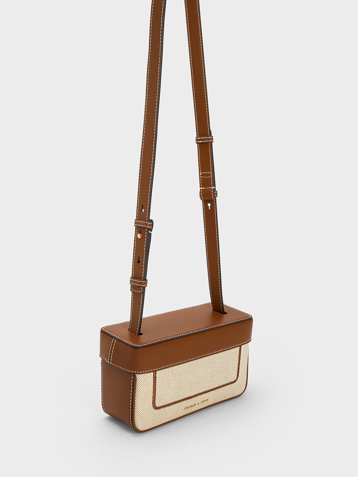 Astra Canvas Contrast Trim Boxy Bag, Chocolate, hi-res