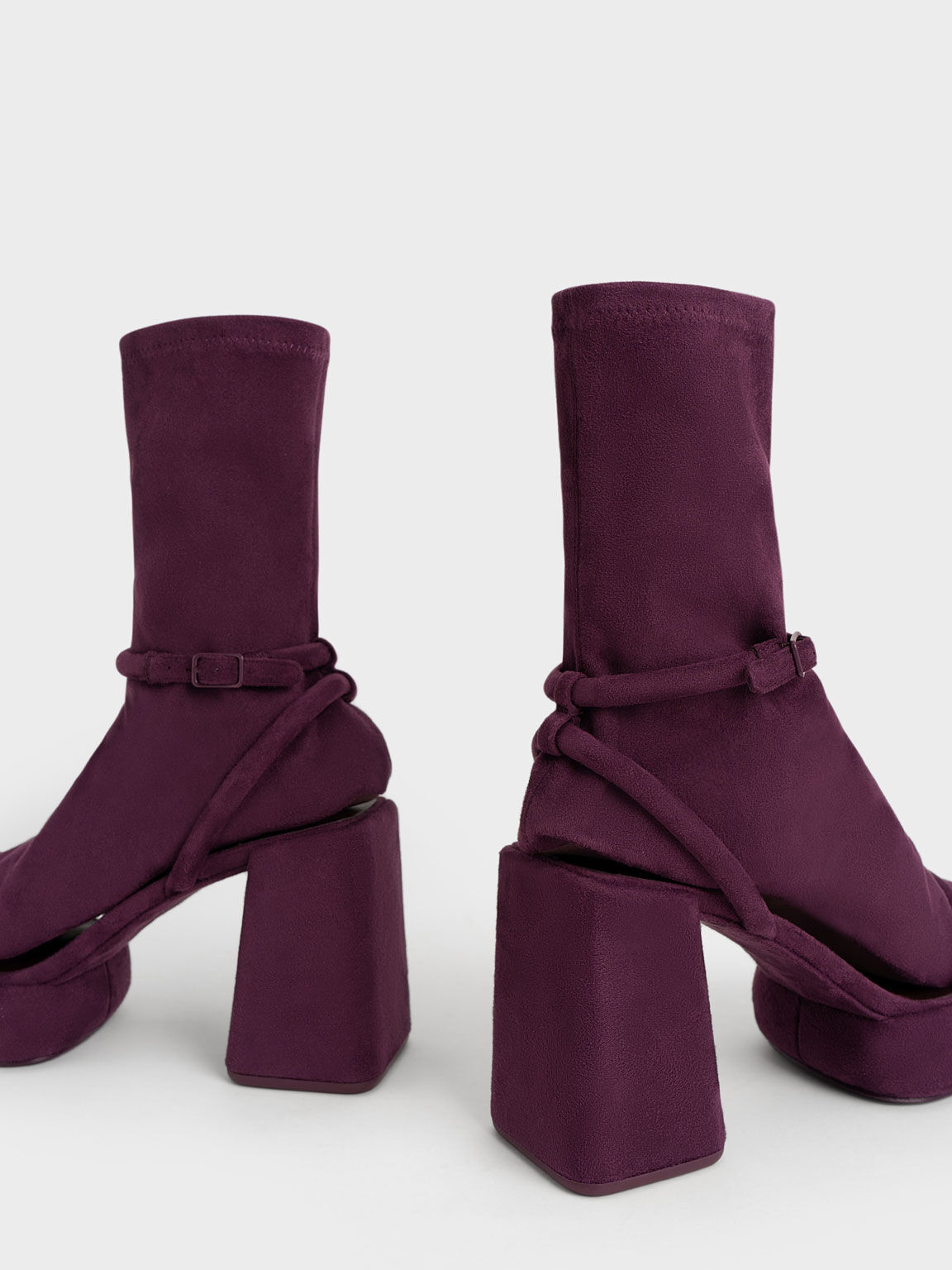 Lucile Textured Platform Calf Boots, Burgundy, hi-res