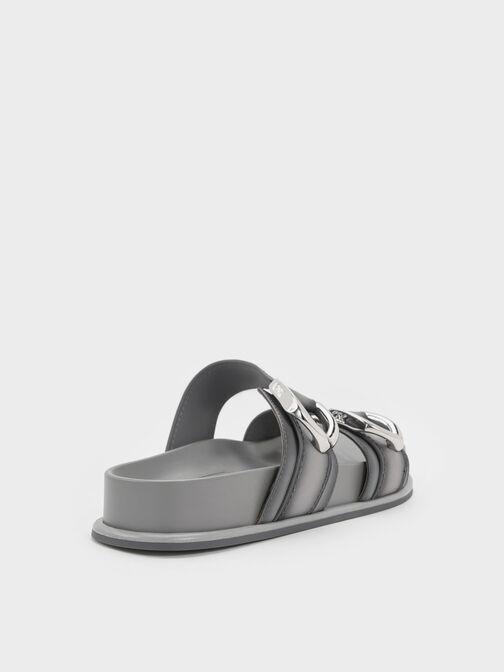 Gabine Leather Ombre Buckled Sandals, Light Grey, hi-res