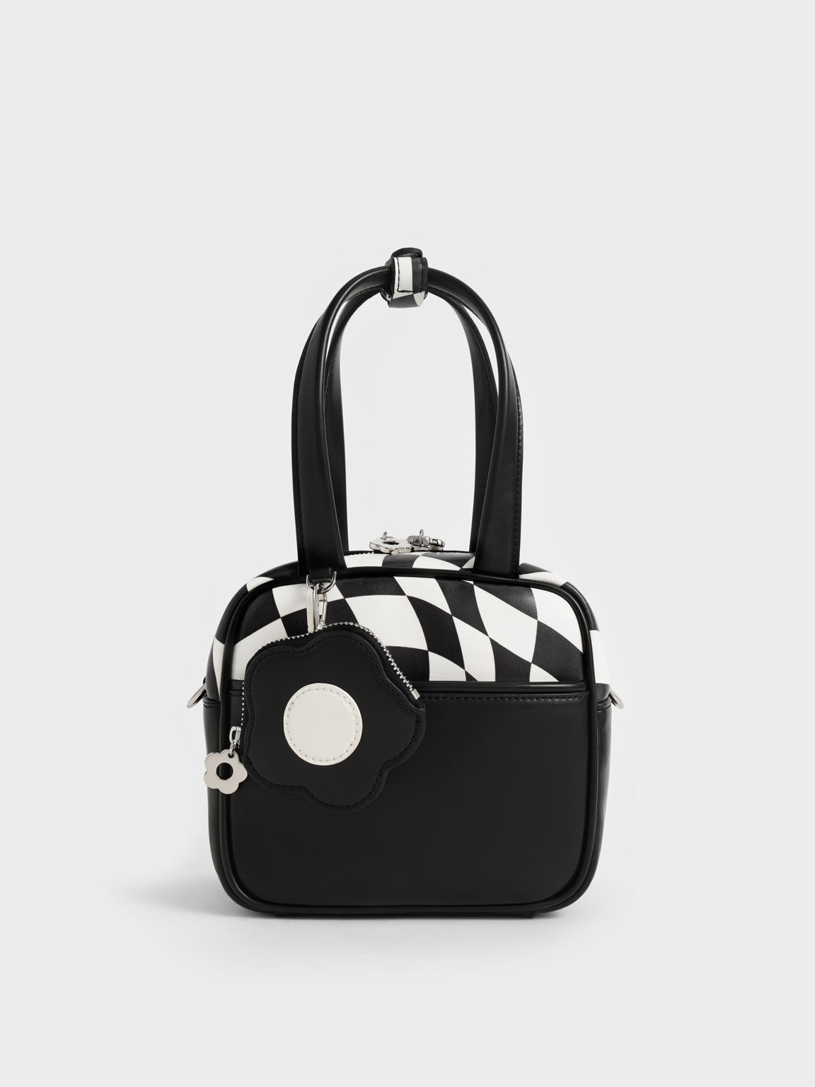 Minka Checkered Boxy Bag - Black