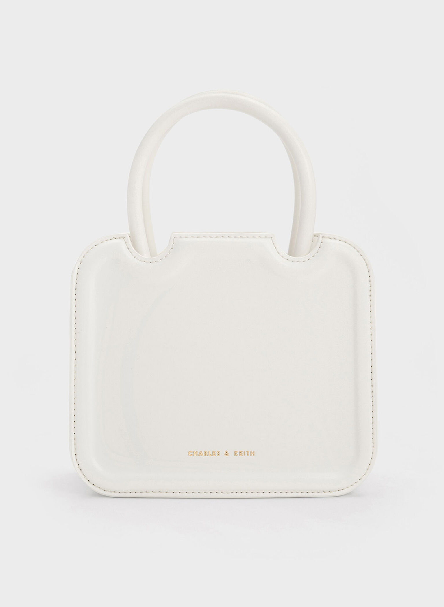 Perline Sculptural Top Handle Bag, White, hi-res