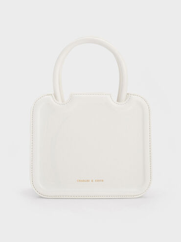 Perline Sculptural Top Handle Bag, White, hi-res