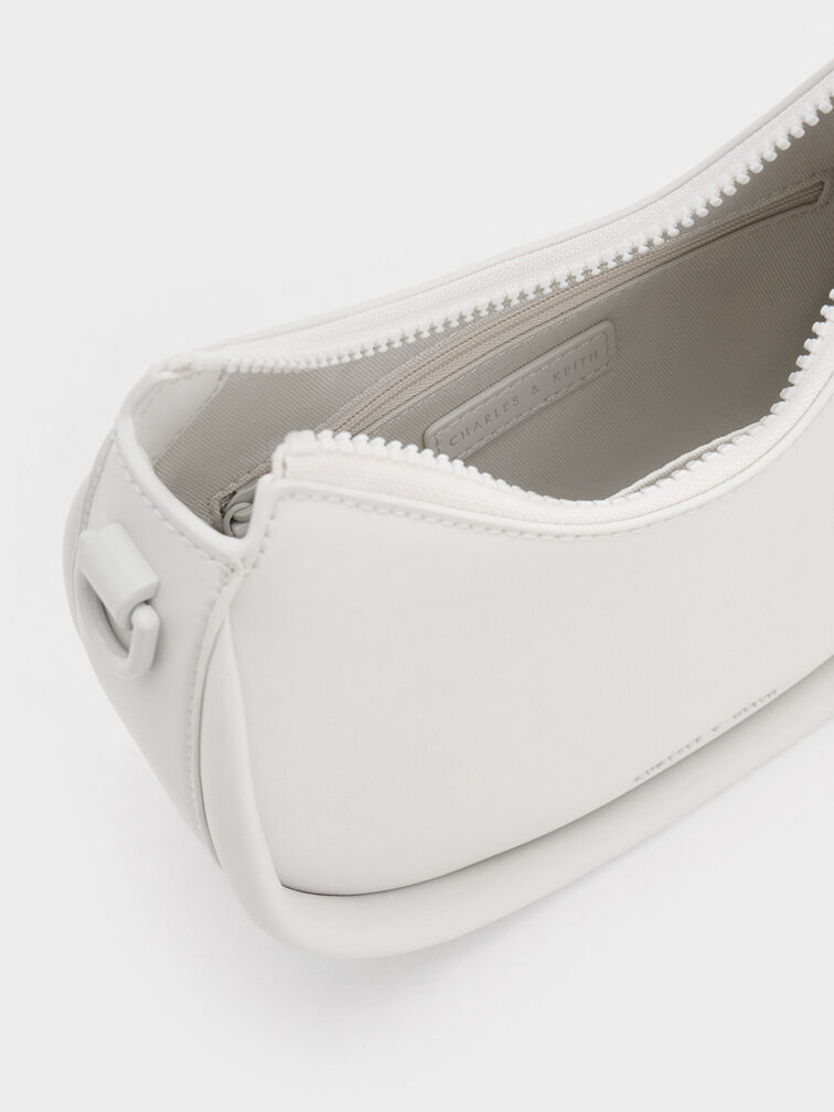 Lana Curved Shoulder Bag, White, hi-res