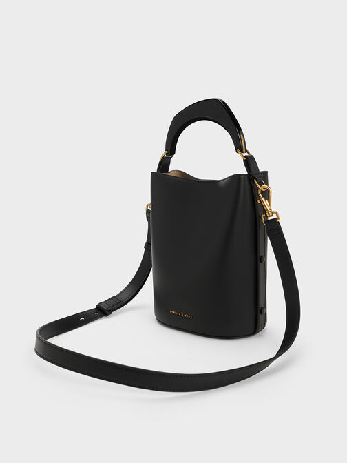 Marlin Acrylic Handle Bucket Bag, Black, hi-res