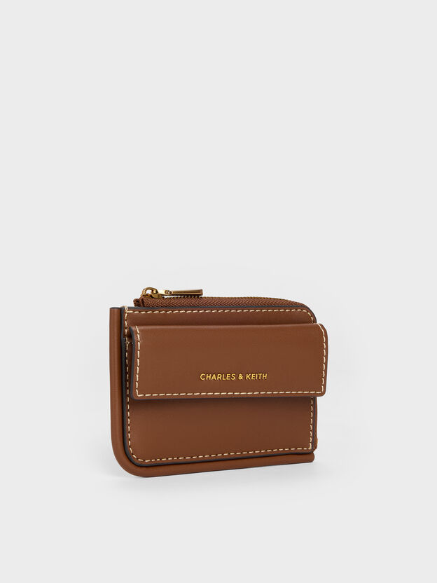 Lyla Front-Pocket Card Holder, Chocolate, hi-res