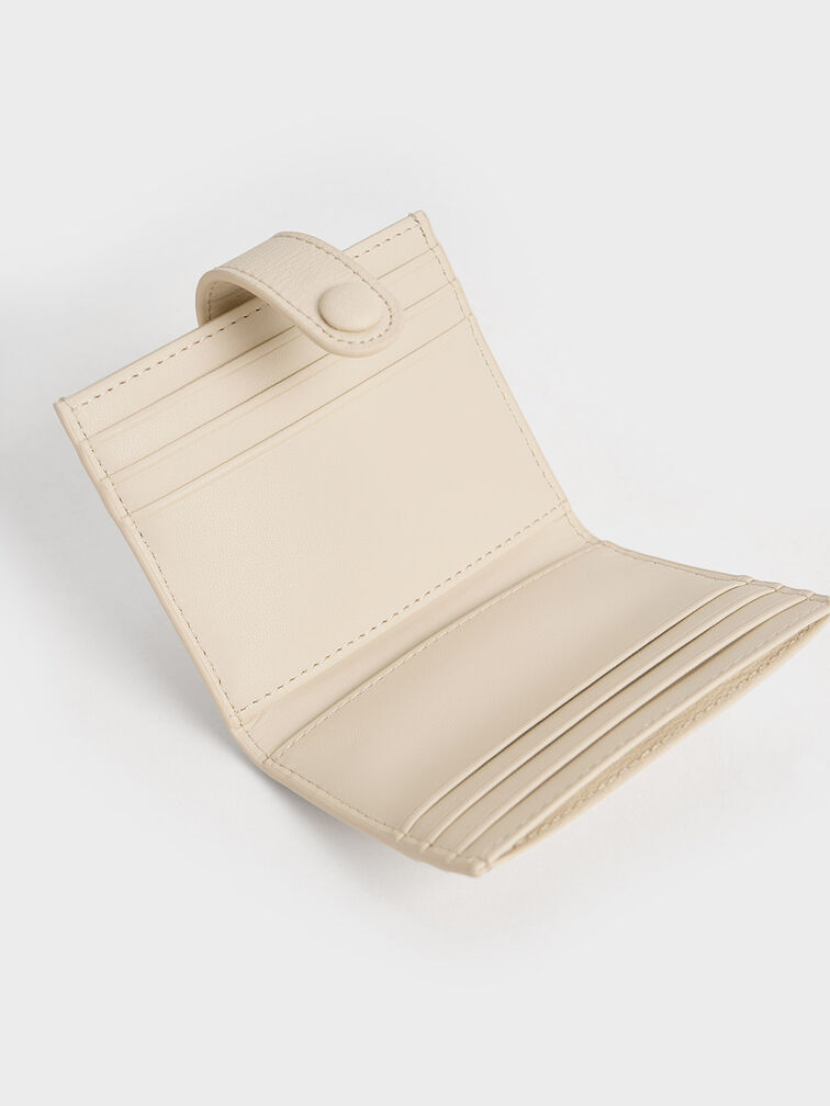 Snap Button Card Holder, Beige, hi-res