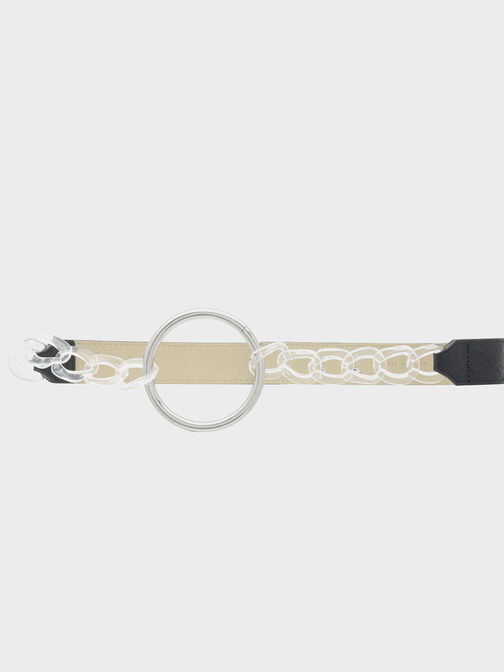 Chain Detail Mid-Waist Belt, Black, hi-res