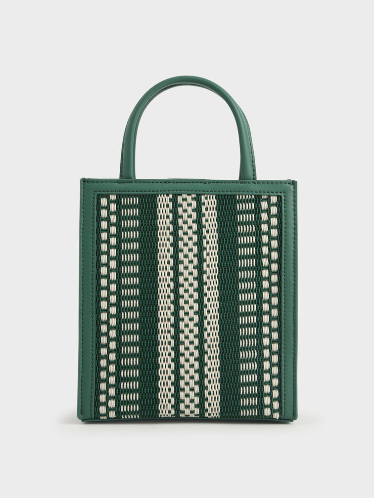Woven Fabric Tote Bag, Green, hi-res