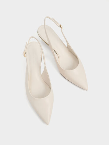 Pointed-Toe Slingback Pumps, Chalk, hi-res