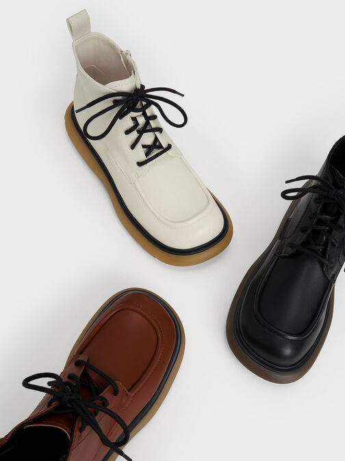 Gum Sole Lace-Up Ankle Boots, Cognac, hi-res