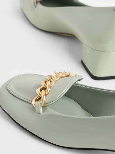 Chain-Link Patent Loafers, Sage Green, hi-res