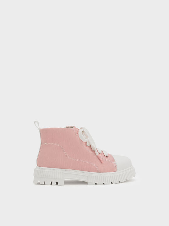 Recycled Cotton High-Top Sneaker Boots, Pink, hi-res