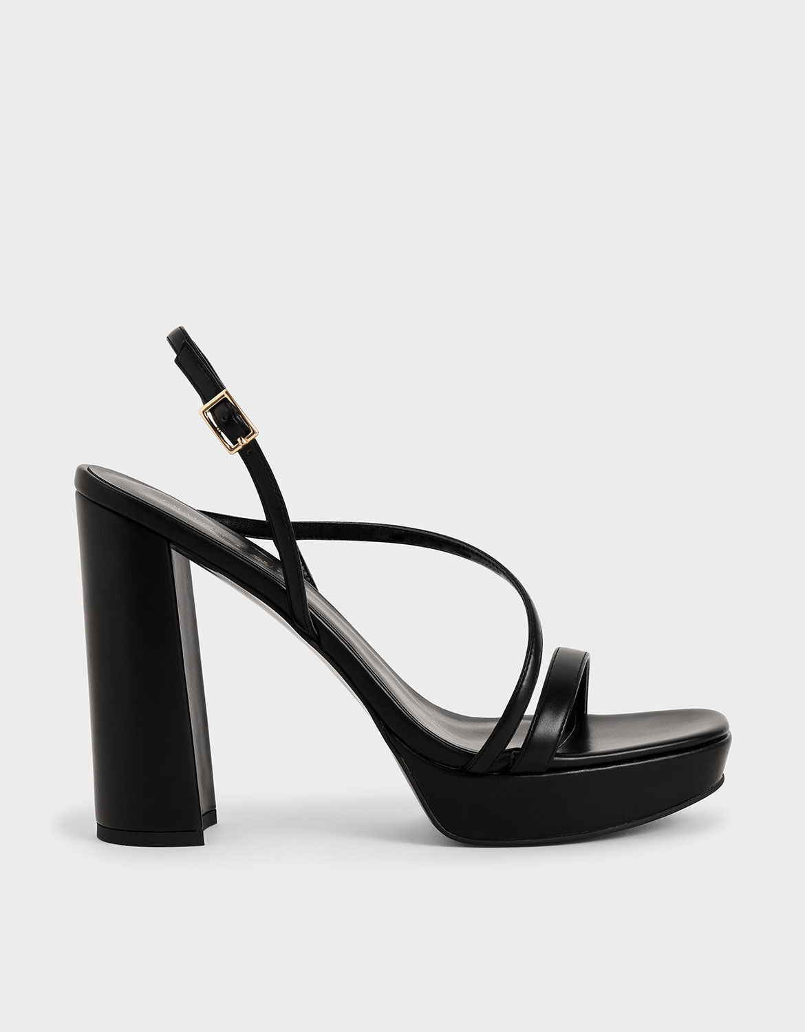 platform black strappy heels
