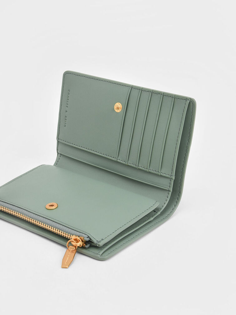 Top Zip Short Wallet, Sage Green, hi-res