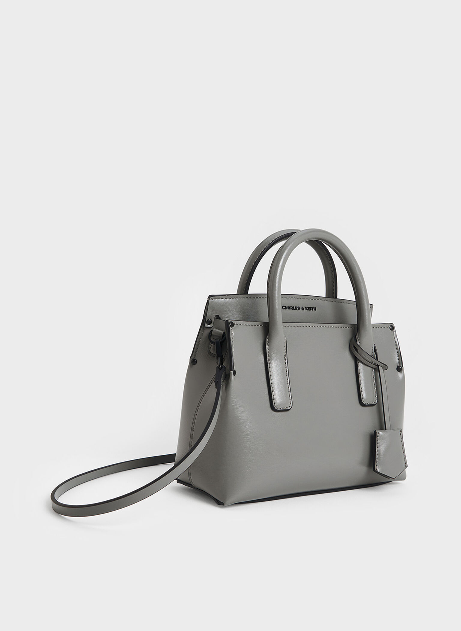 Rene Structured Top Handle Bag, Grey, hi-res