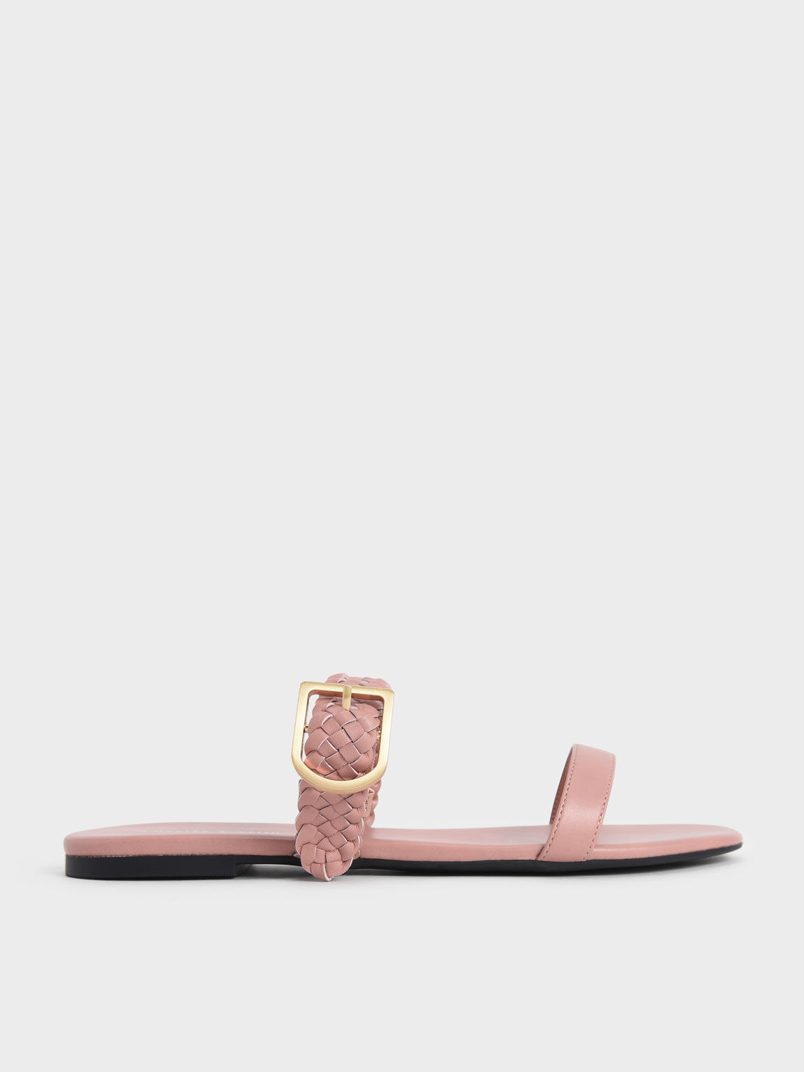 Woven Strap Slide Sandals, Pink, hi-res
