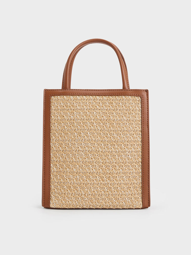 Raffia Double Handle Tote Bag, Multi, hi-res