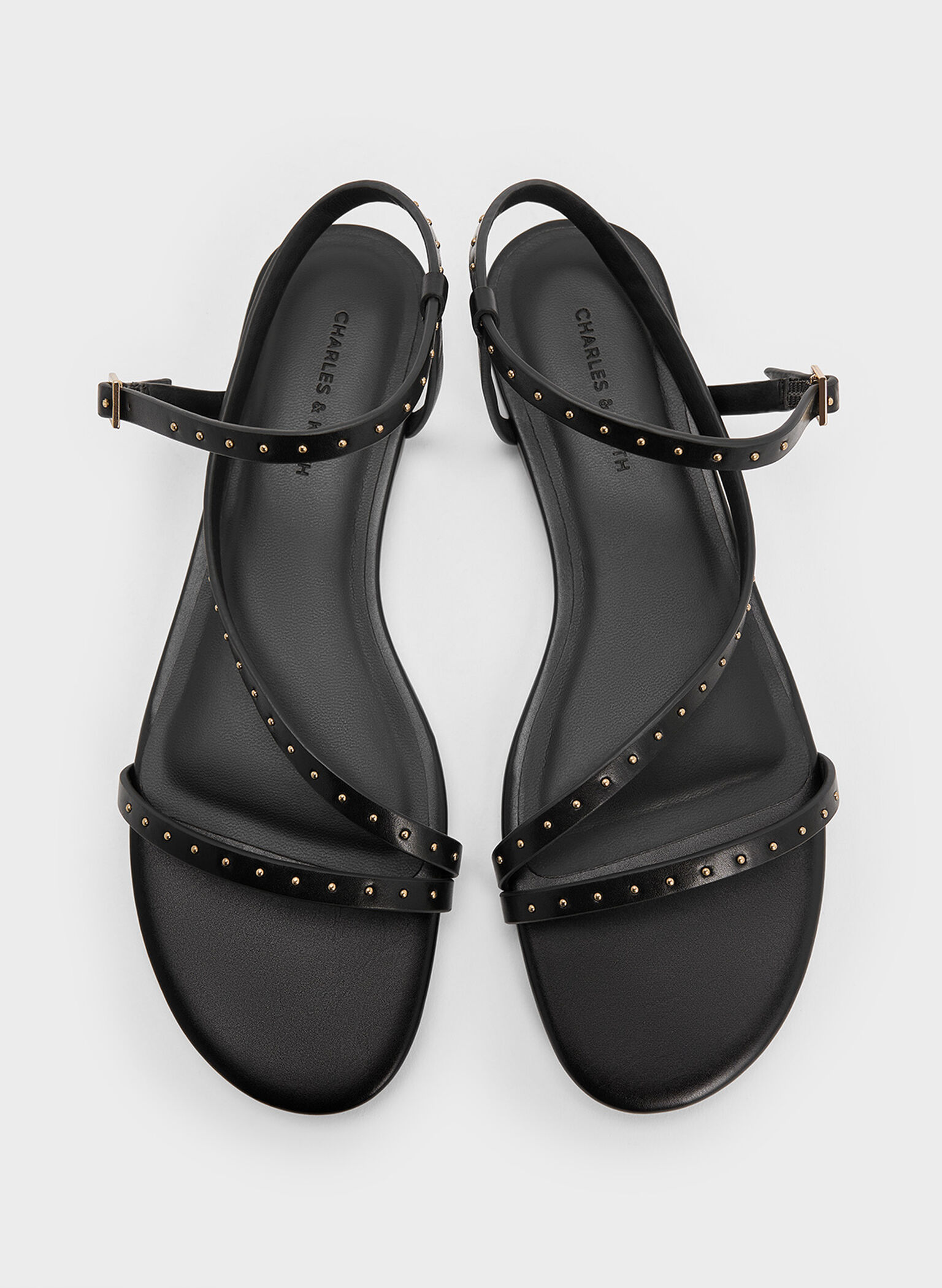 Sandalias tipo pulsera con tachuelas, Negro, hi-res