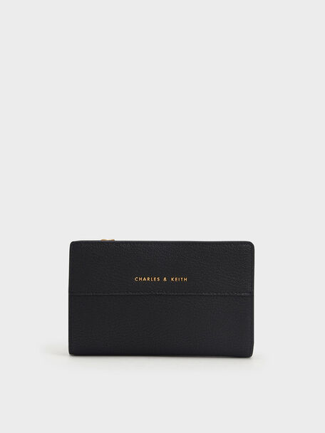 Top Zip Short Wallet, Black, hi-res