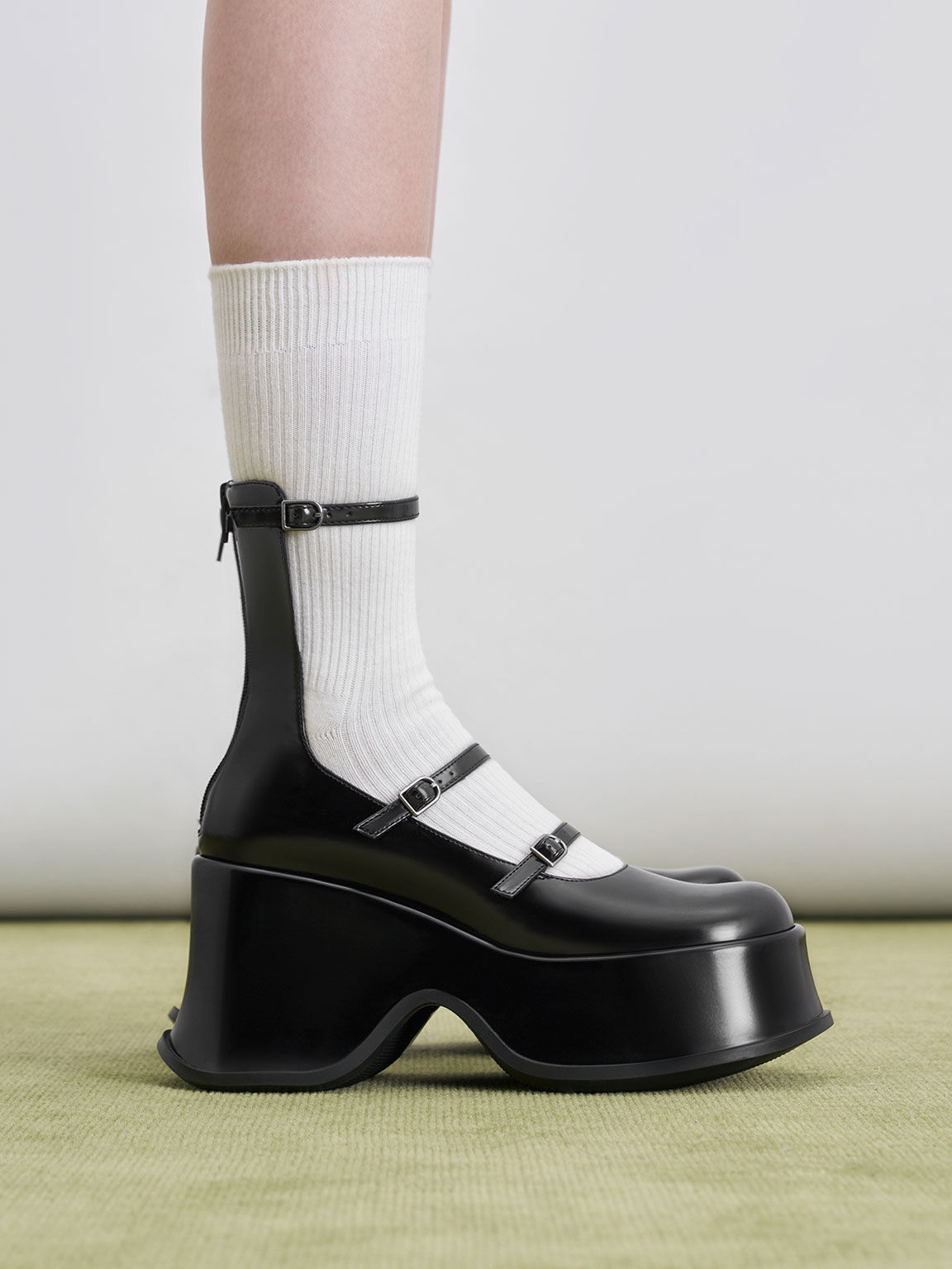 Carlisle Platform Mary Janes, Black, hi-res