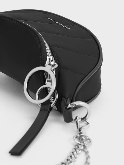 Philomena Nylon Half-Moon Crossbody Bag, Noir, hi-res