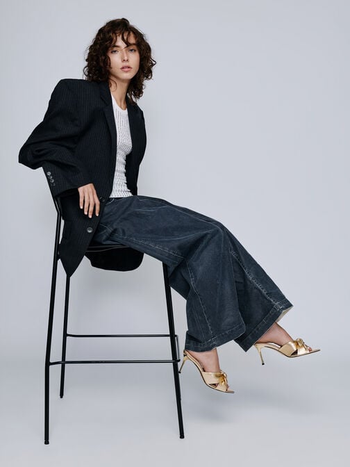 Jayce Metallic Leather Stiletto Mules, Gold, hi-res