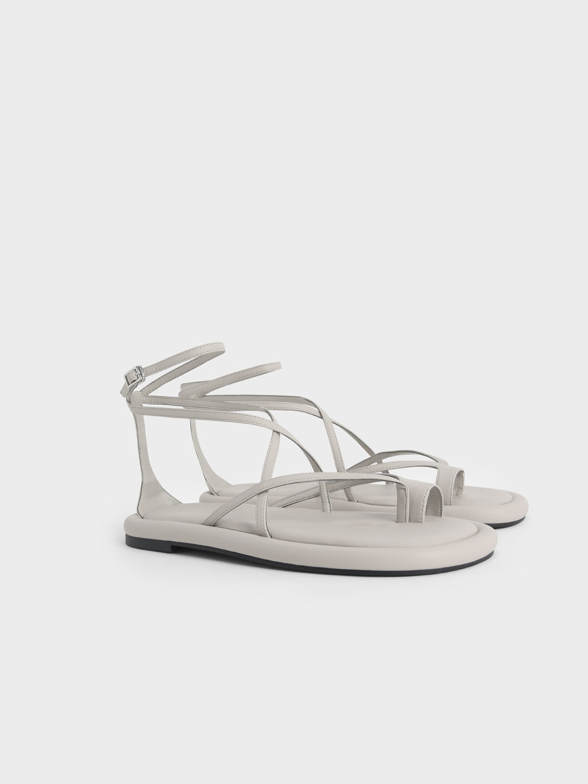 Padded Toe Loop Sandals, Grey, hi-res