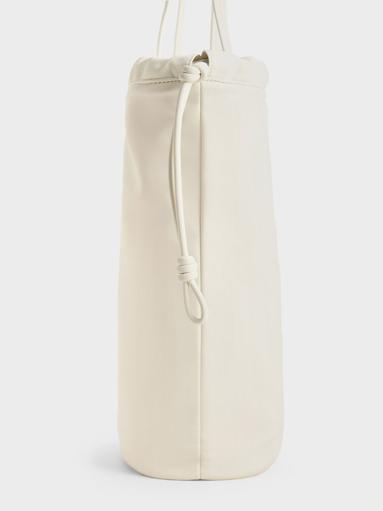 Sianna Ruched Drawstring Tote Bag, Cream, hi-res