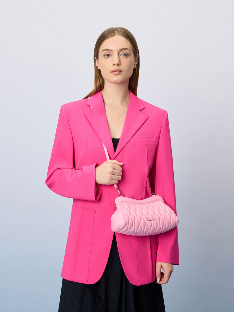 Iva Acrylic Handle Clutch, Pink, hi-res