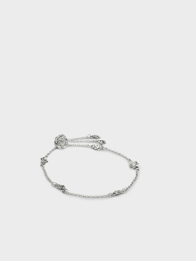 Pulseira Rosalind com motivos florais, Brushed Silver, hi-res
