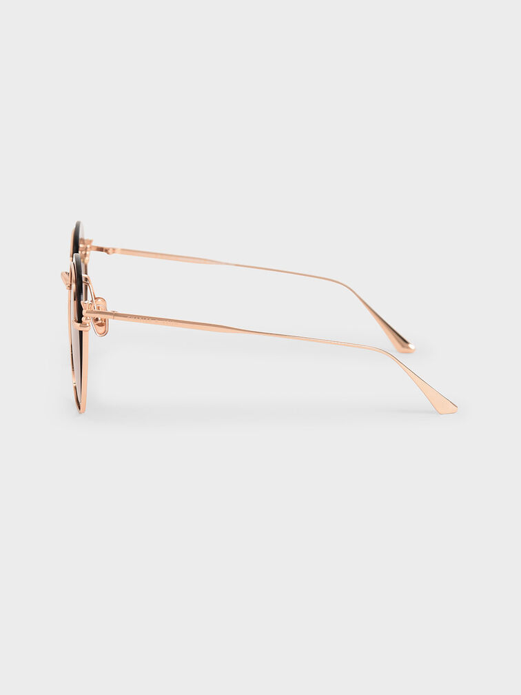 Cut-Out Butterfly Sunglasses, Rose Gold, hi-res