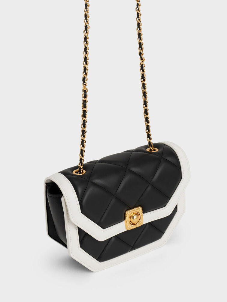 Avis Two-Tone Geometric Shoulder Bag, Black, hi-res