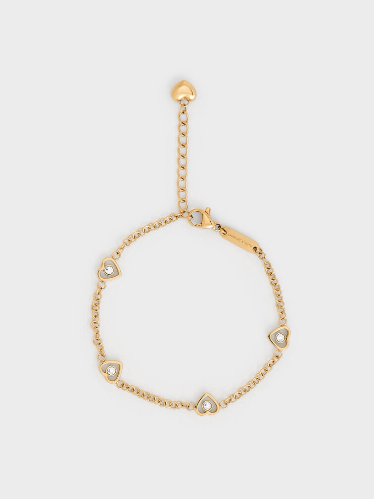 Pulsera de cristal Malorie tipo corazón, Dorado, hi-res