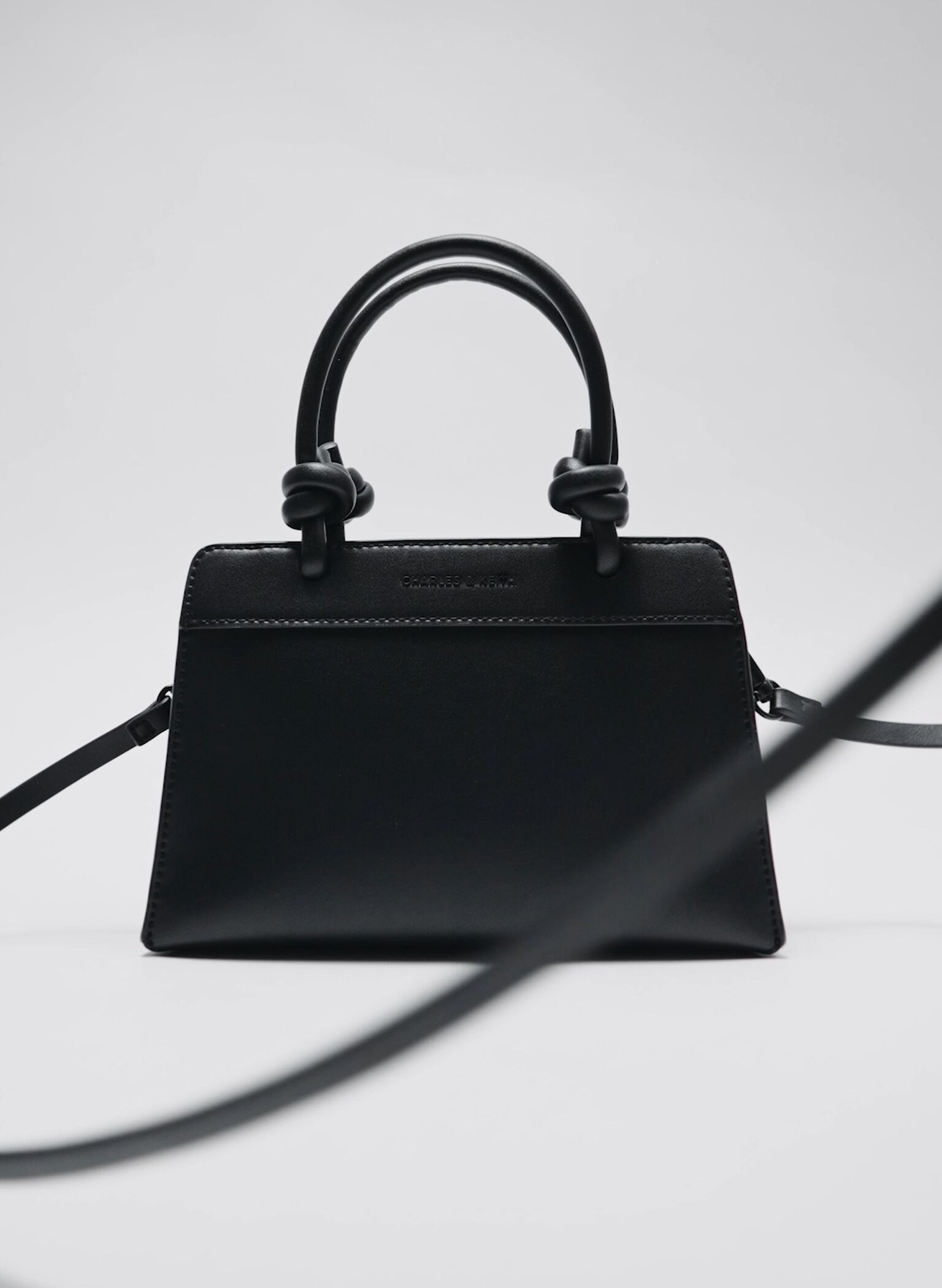 Sabine Knotted-Handle Trapeze Tote Bag, Jet Black, hi-res