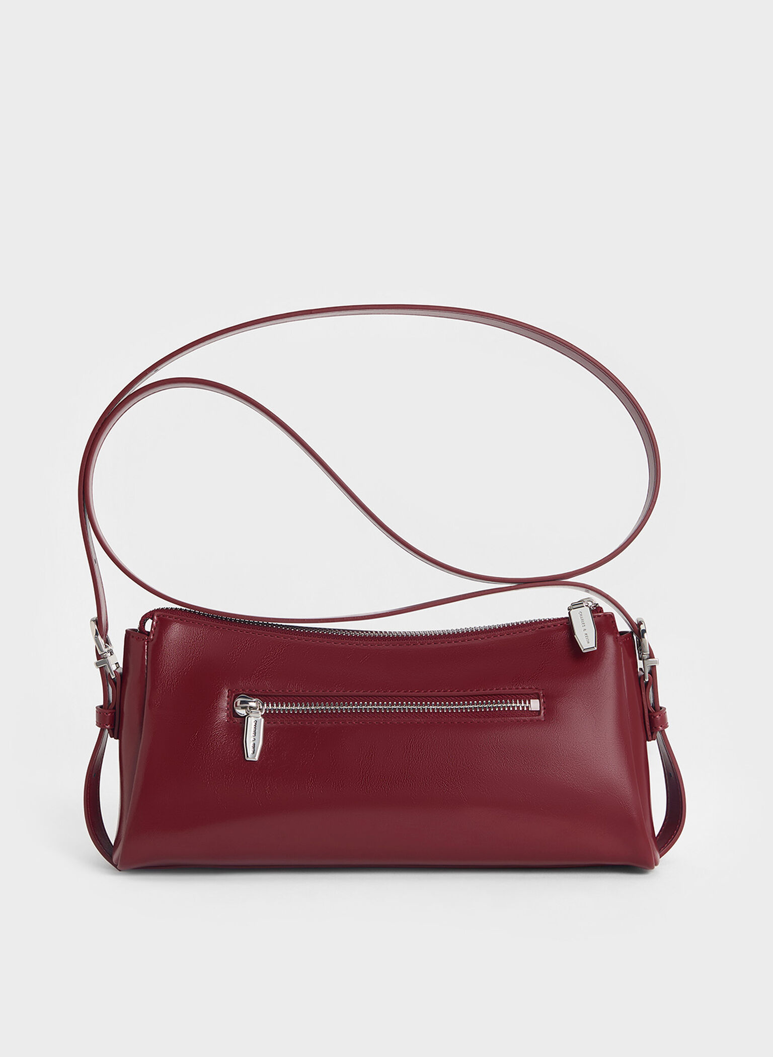 Bolsa Rachel com bolso frontal alongado e alça de corrente, Burgundy, hi-res