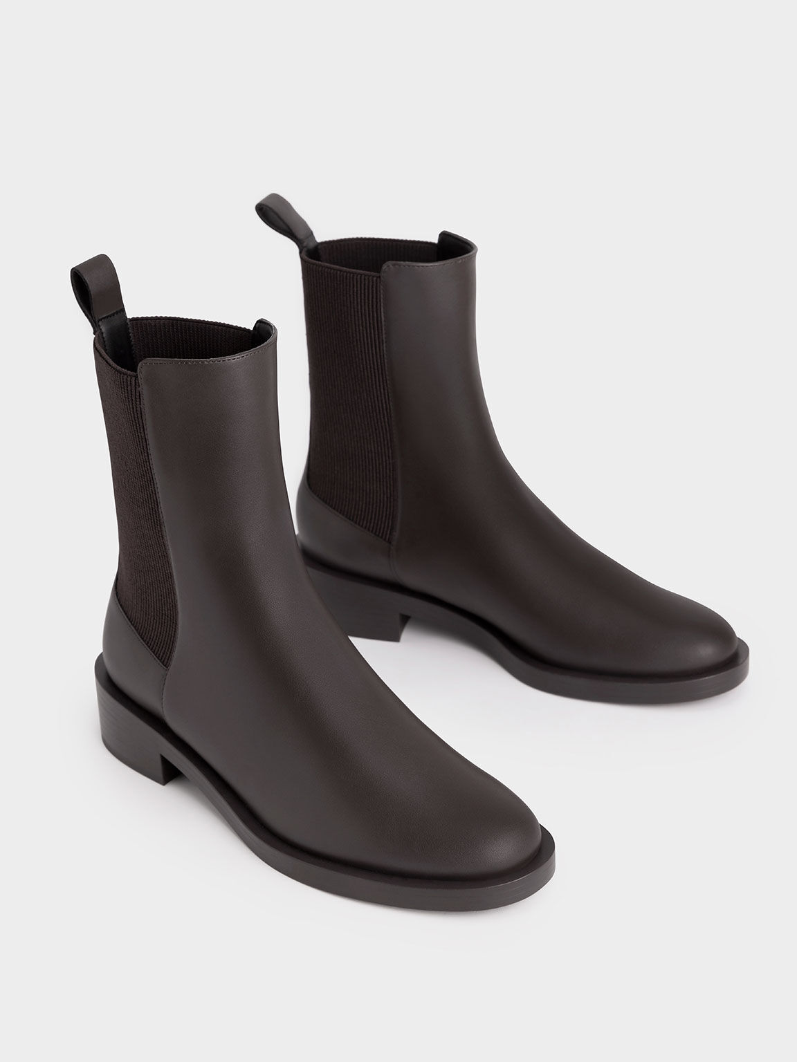 Block Heel Chelsea Boots, Dark Brown, hi-res