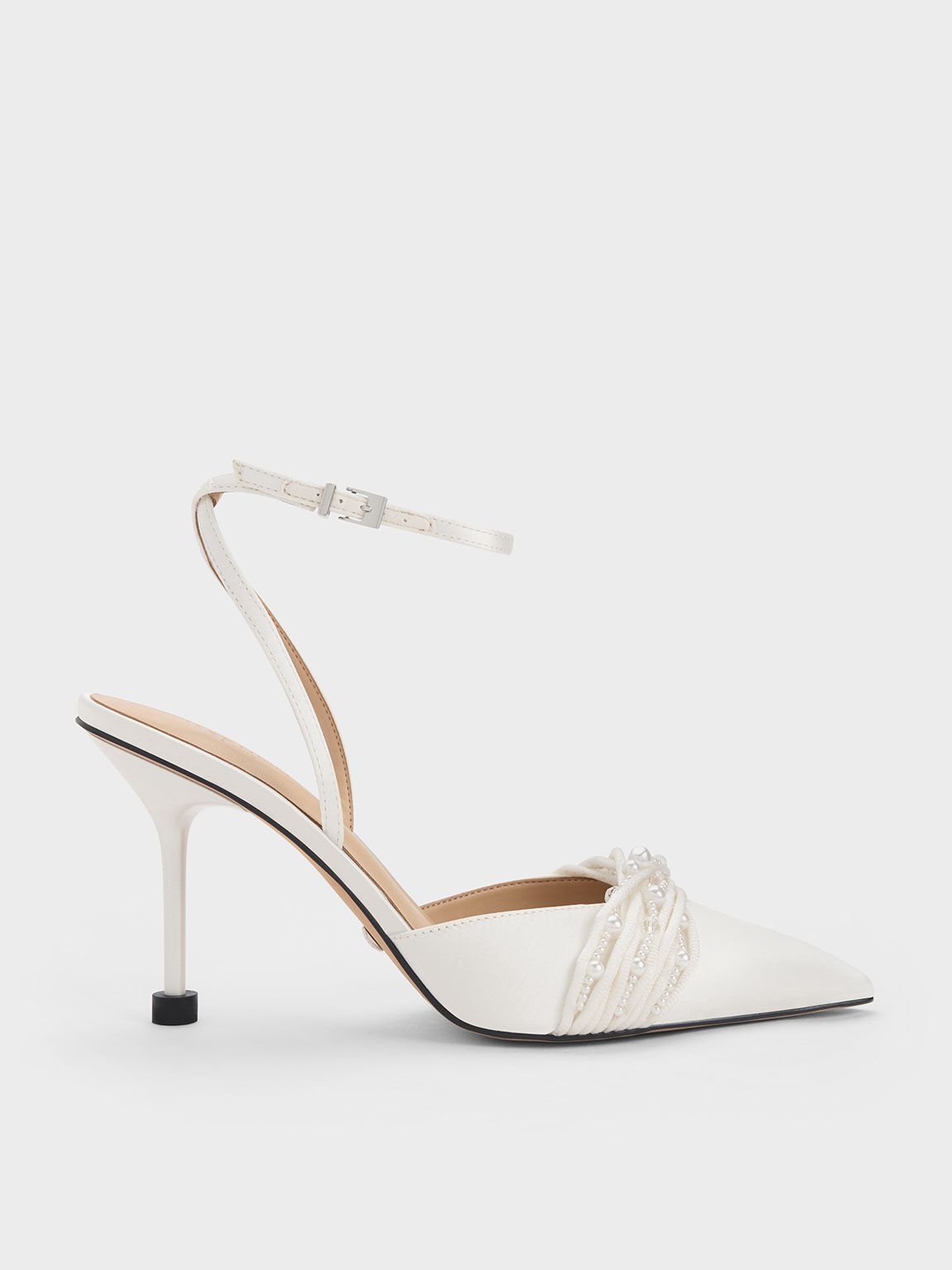 ASOS DESIGN Noelle pointed insole strappy heeled sandals in off white | ASOS