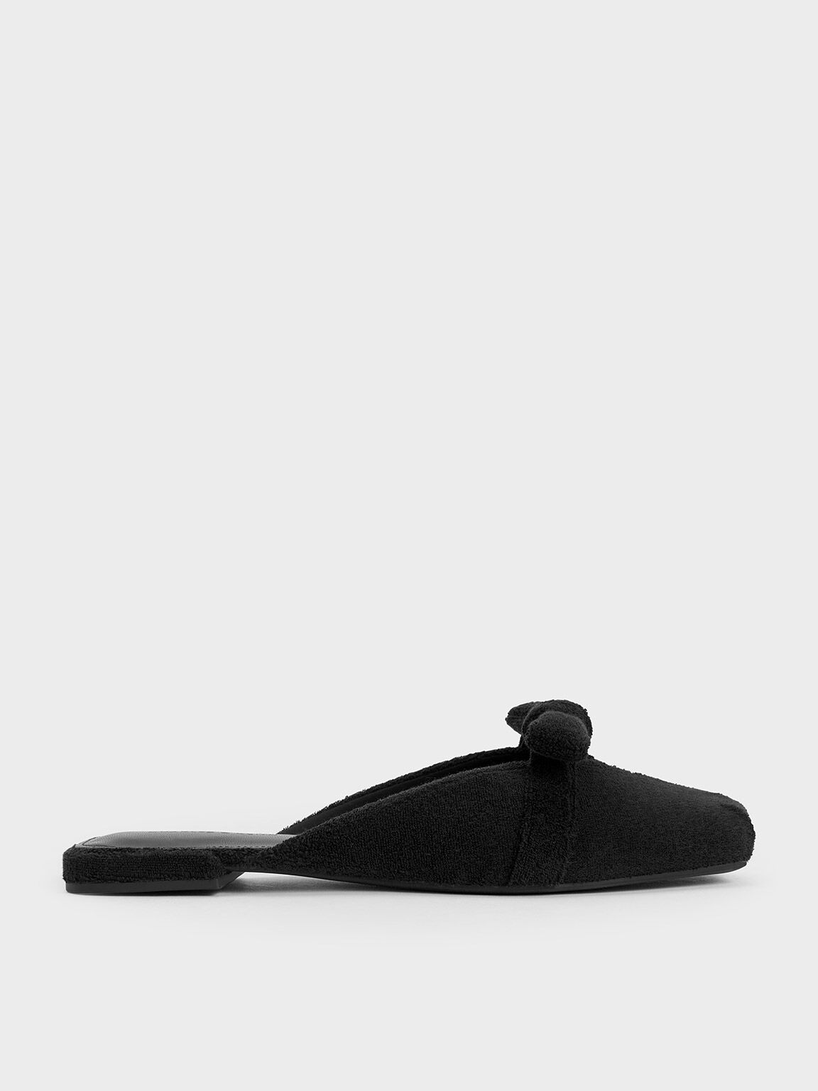 Charles Keith Loey Textured Knotted Mules Black Textured US 8