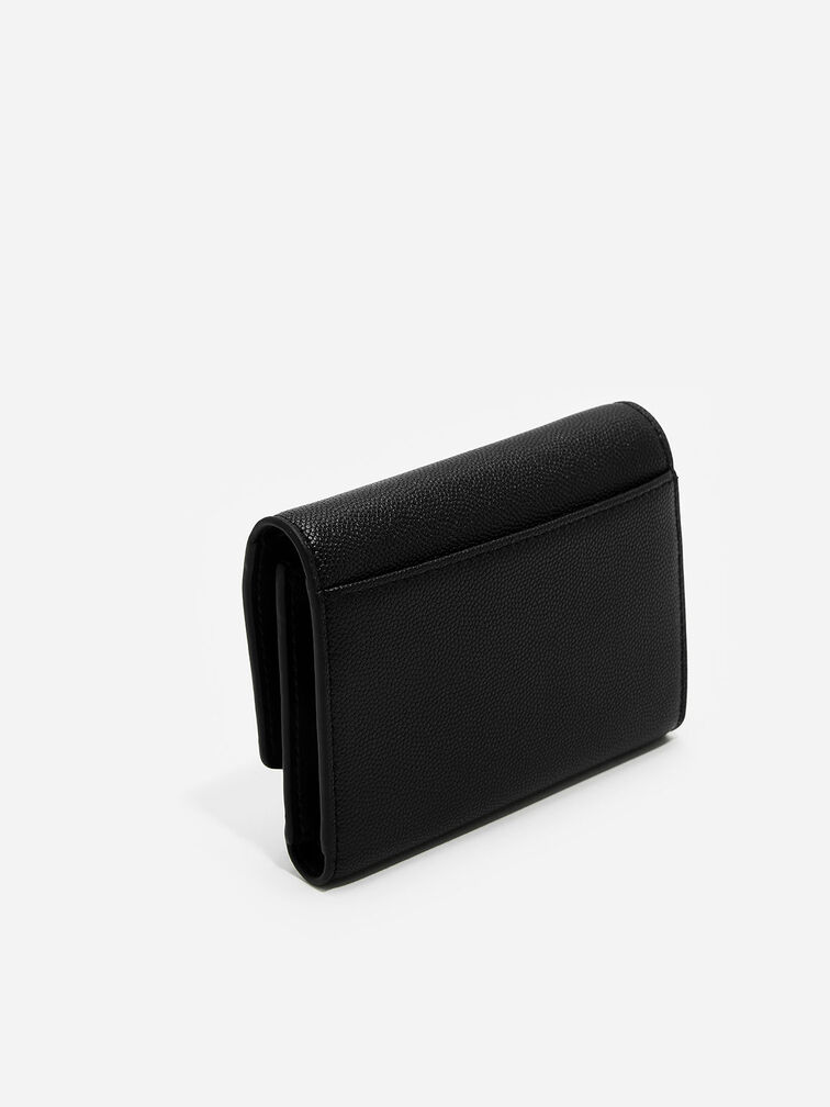 Black Front Flap Long Wallet - CHARLES & KEITH MY