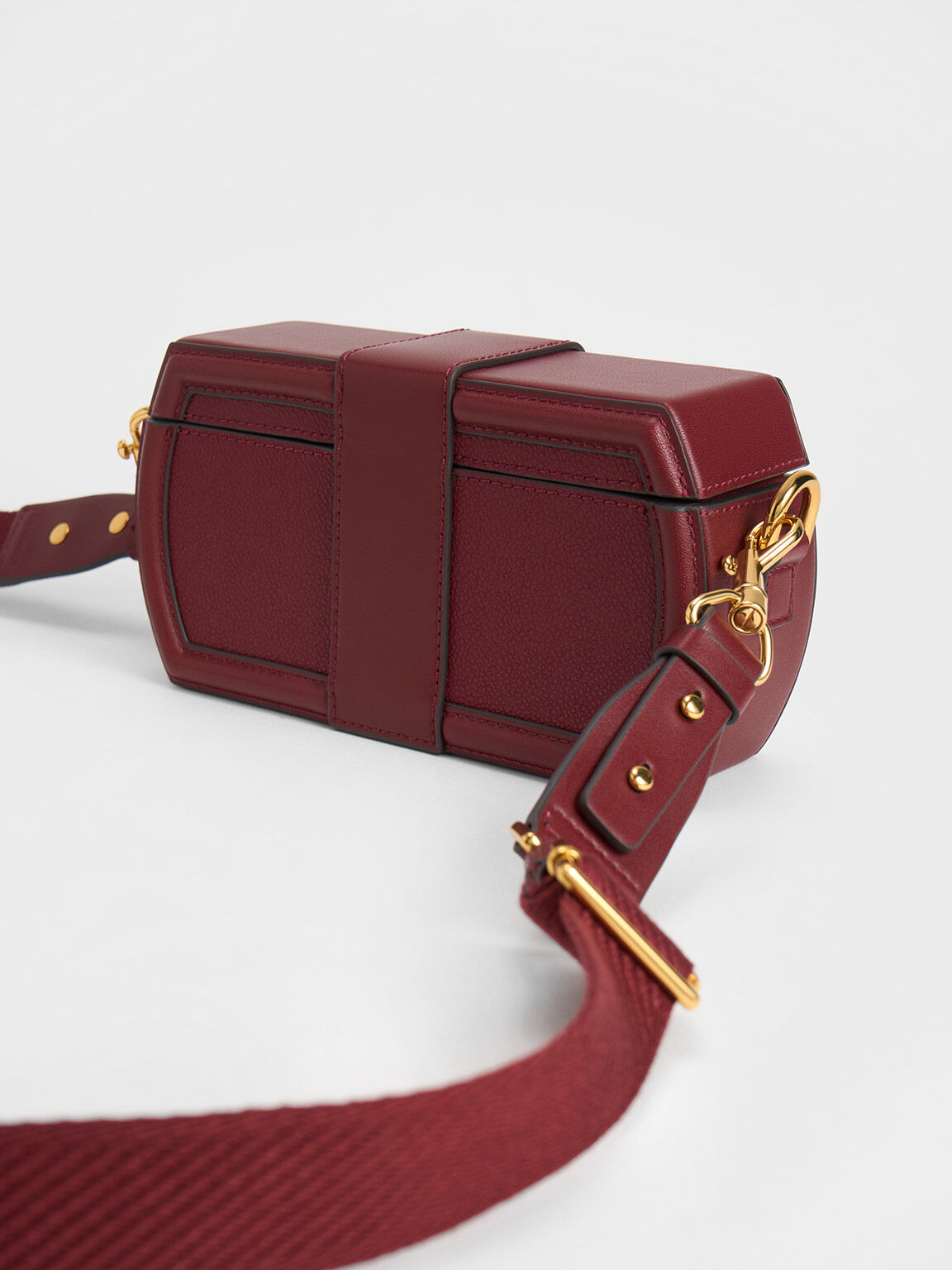 Leona Belted Geometric Clutch, Burgundy, hi-res