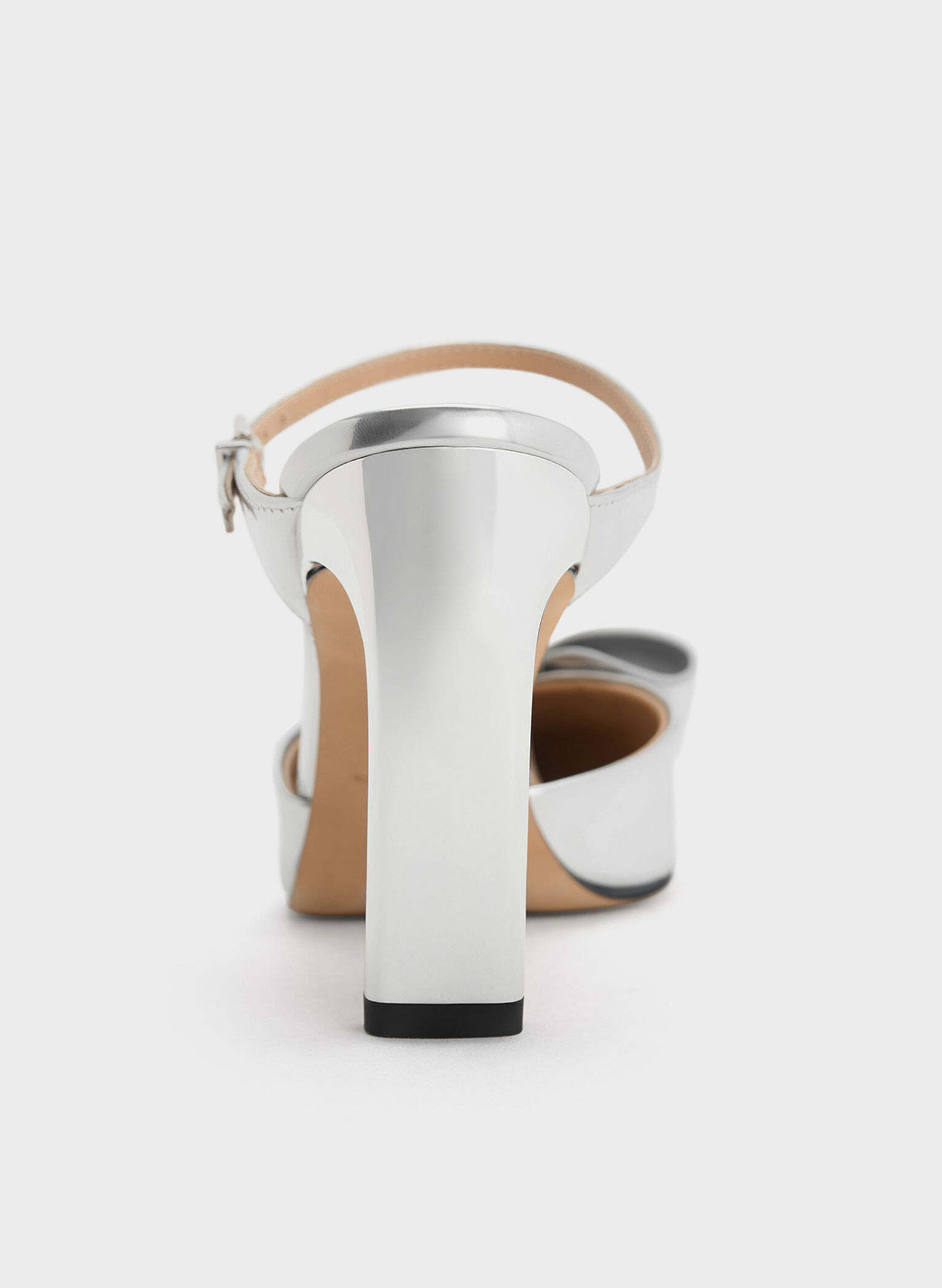 Lu Metallic Leather Bow Blade-Heel Mules, Silver, hi-res