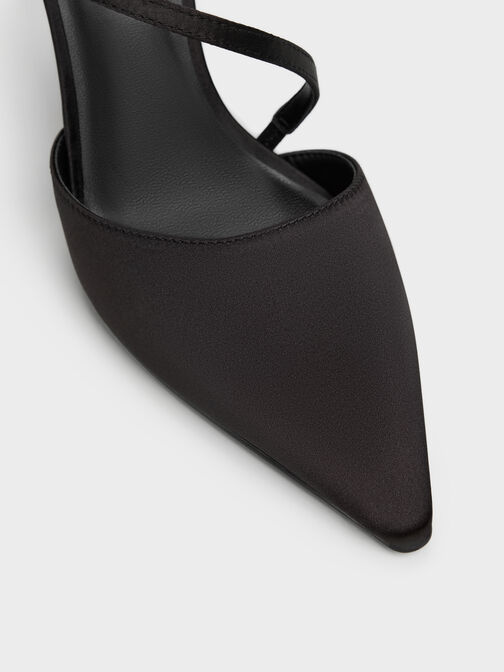 Cordelia Pointed Slingback Pumps, Black Textured, hi-res