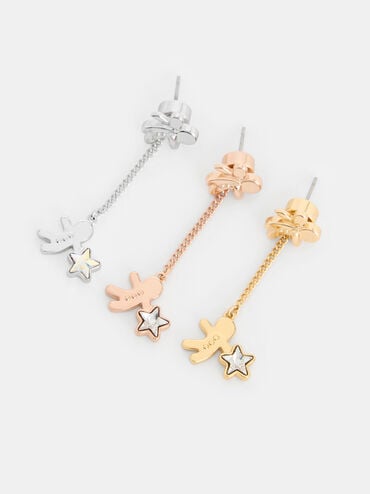 Pendientes colgantes de estrella de cristal con diseño de hada de jengibre Athalia, Oro rosa, hi-res