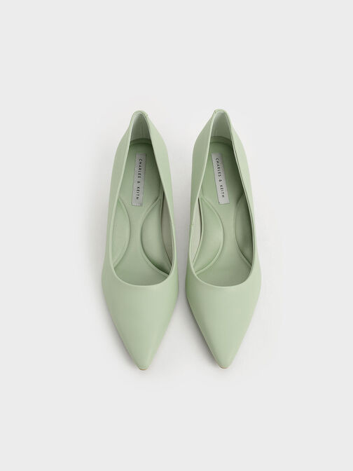 Pointed Kitten Heel Pumps, Sage Green, hi-res