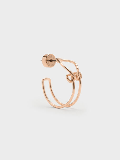 Caelan Sculptural Open-Hoop Earrings, Rose Gold, hi-res