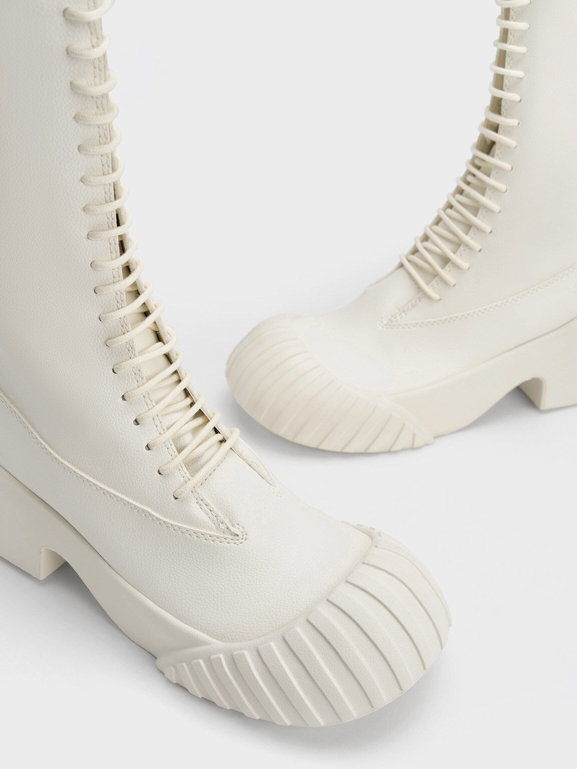 Adrian Chunky Sole Lace-Up Boots, Chalk, hi-res