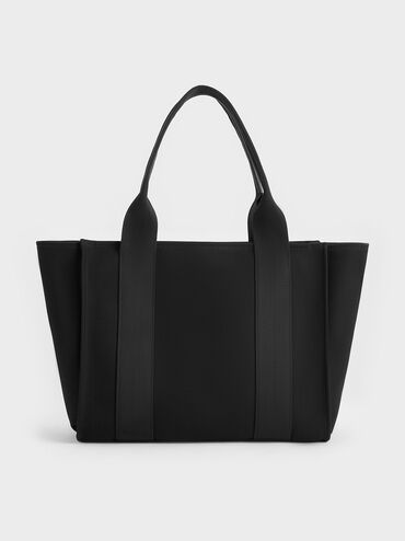 Large Kay Canvas Tote Bag, Noir, hi-res