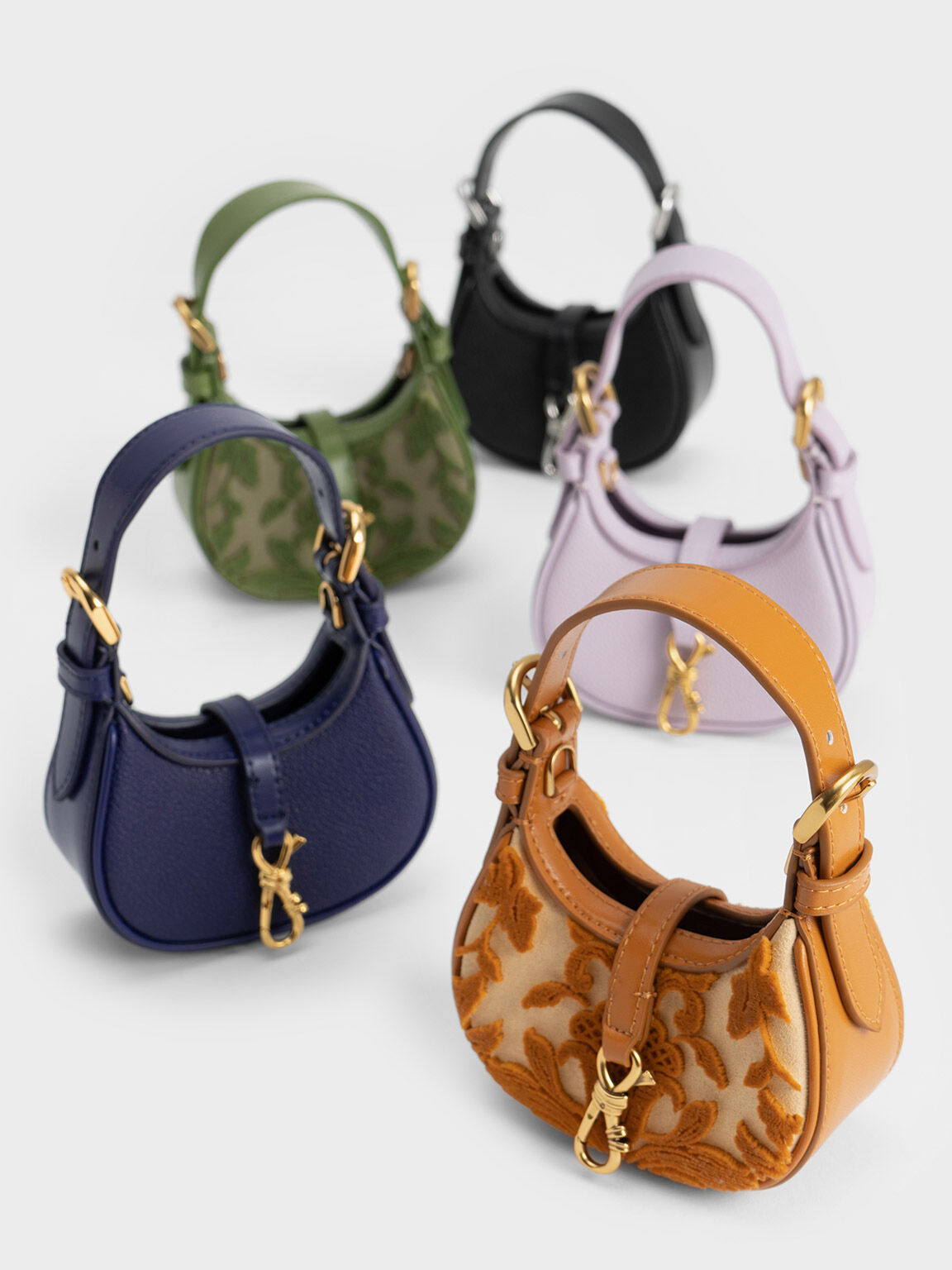 Bolso Micro Thessaly con Detalles Florales, Beige, hi-res