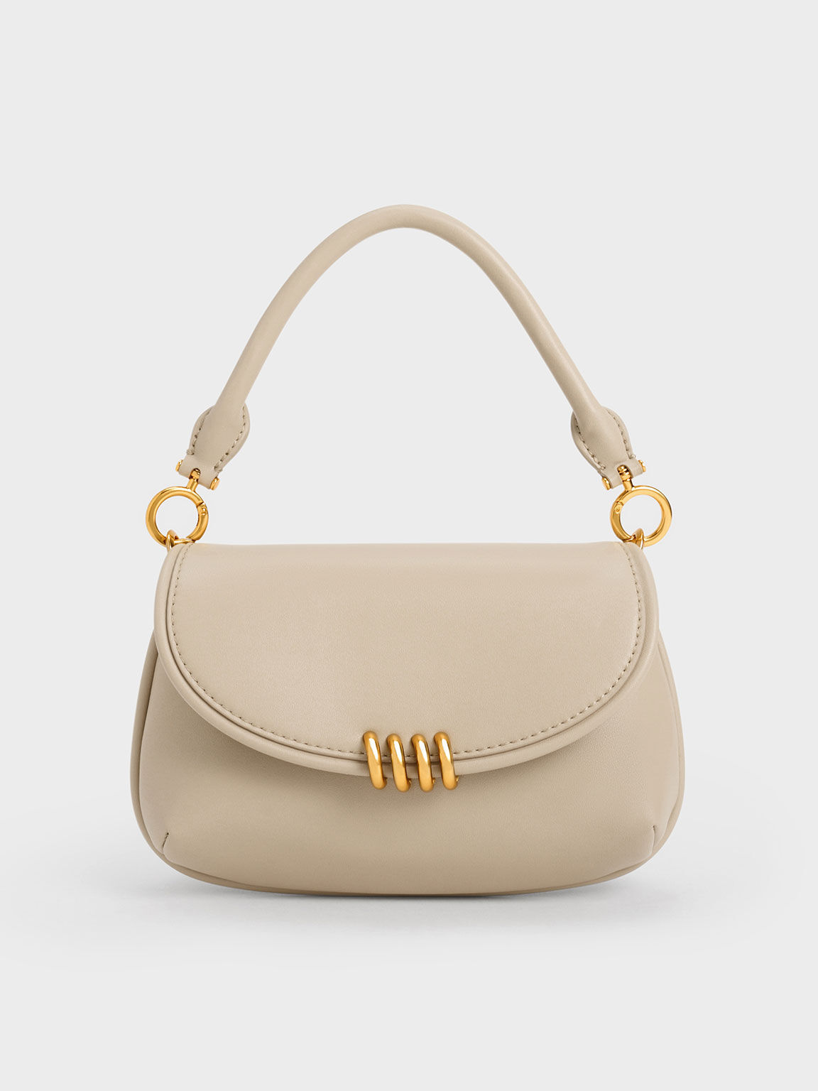 Osiris Metallic Accent Curved Bag, Beige, hi-res